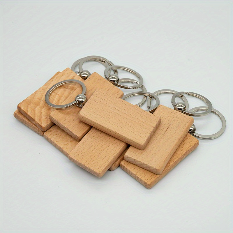 Leather Wood Keychain Blank Wooden Keychain Blanks With - Temu