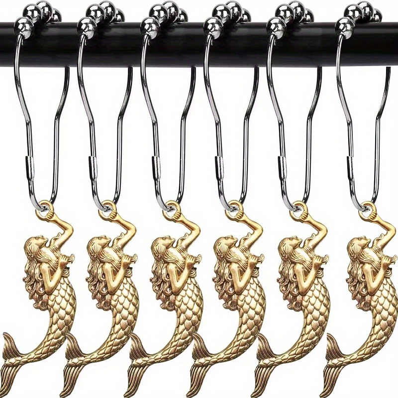 mermaid decor shower curtain hooks curtain hook rolling bead - Temu Australia