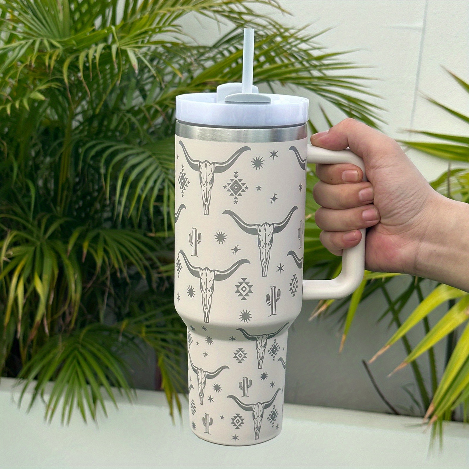 Tumbler with Handle Car Tumbler Cup 40oz,with Lid and Straw,Women Men Gifts  Mug Water Bottle for Iced Tea olive green 