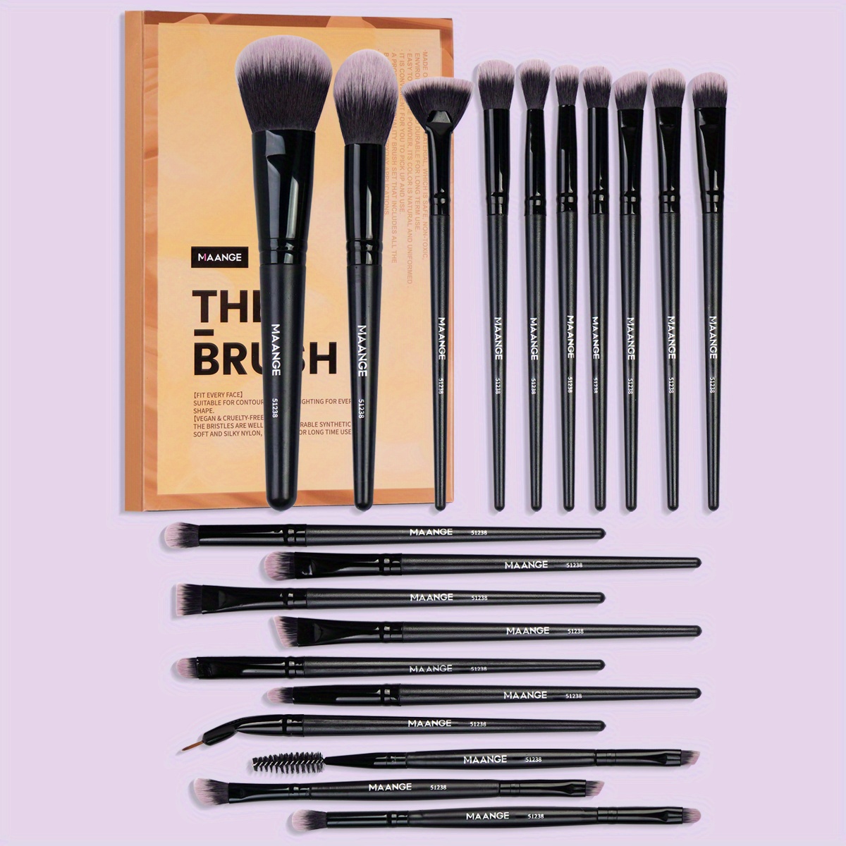 Full Face Makeup Brush Set Professioanl 20 Pcs Black