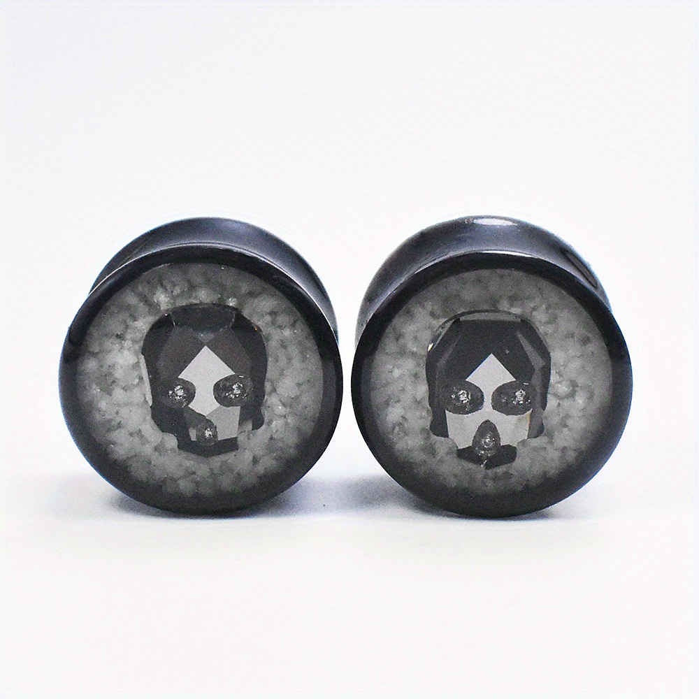 Image of A Pair Of 10-25mm Black Acrylic Ear Rules Tunnel Plugs Ear Expanders Stretchers Fashion Earrings Body Piercing Jewelry