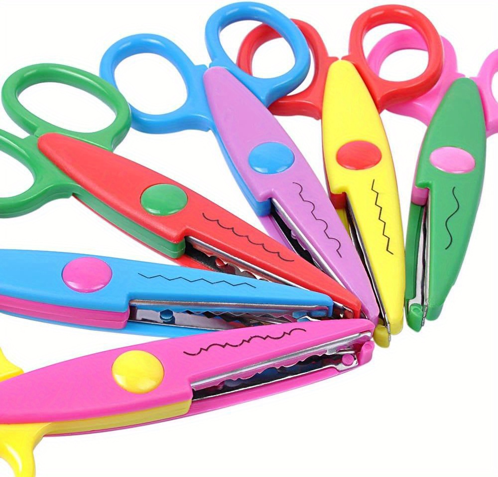 ANNOVA 8 PCS DIY Art & Craft Scissors with a Carrying Bag/Pocket Decorative  Edge for Kids Fun Scrapbooking Pattern Scissors