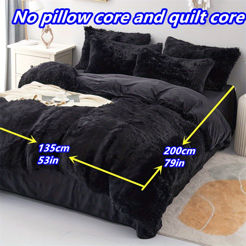 3pcs Long Plush Warm Polyester Bedroom Duvet Cover And Pillowcase Set (1 Duvet Cover + 2 Pillowcases)