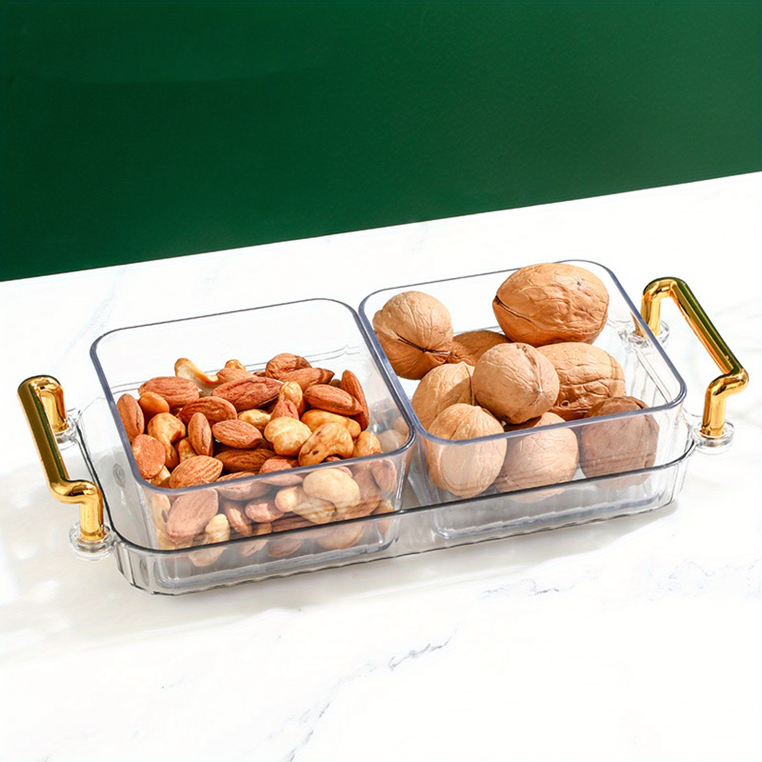 Snack Serving Tray Gift Box - Empty Divided Appetizer Serving Tray Set with  Lid, Sectional Nuts & Dry Fruit Tray, Candy Dish, Veggie Serving Platter,  Acrylic Cl…