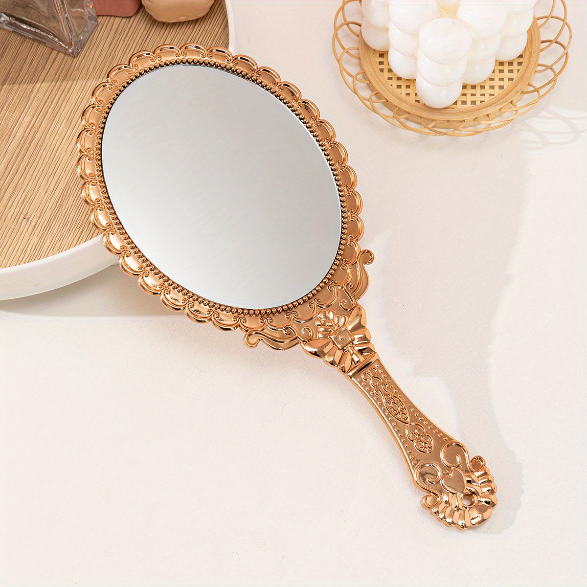 Small Handheld Hand Mirror Compact Travel Makeup Mirror Handheld Cosmetic  Mirror with Handle Personal Mirror Portable Vanity Mirror 3.15 Inch Wide