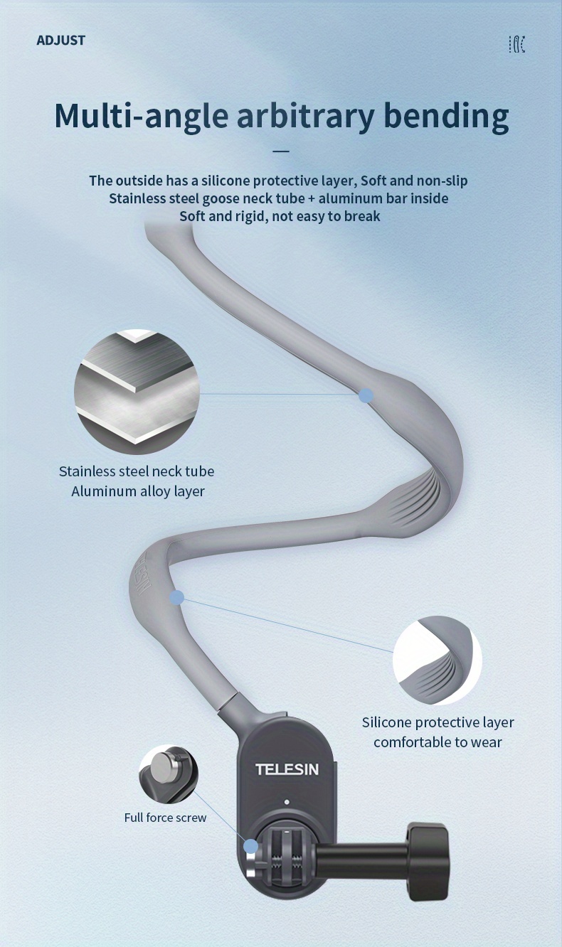 Telesin Taixun Sports Camera Magnetic Neck Hanger Suitable for GoPro11/10/9 Neck Hanger Dajiang Action3/4 Cycling First Person Camera Mobile Camera Fixed Bracket Magnetic Neck Hanger Collar Bracket