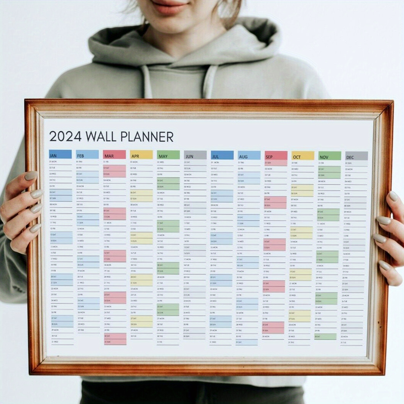 2024 Wall Planner Calendar Full Year View Runs January Temu