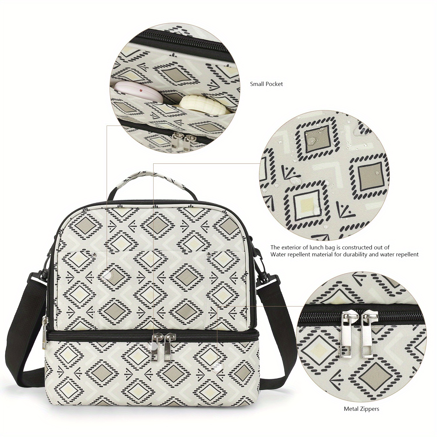 Lunch Box Bag Insulation And Cold Storage Geometric Pattern