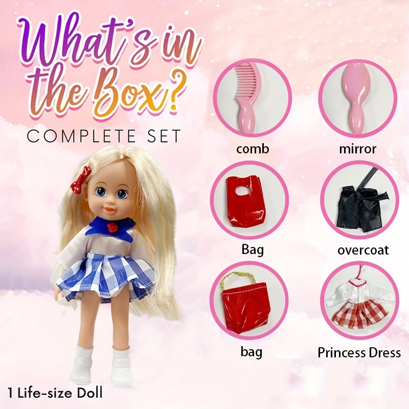 Y2k Fashion Dress Doll Include One Doll Comb Mirror Two Bags - Temu  Australia