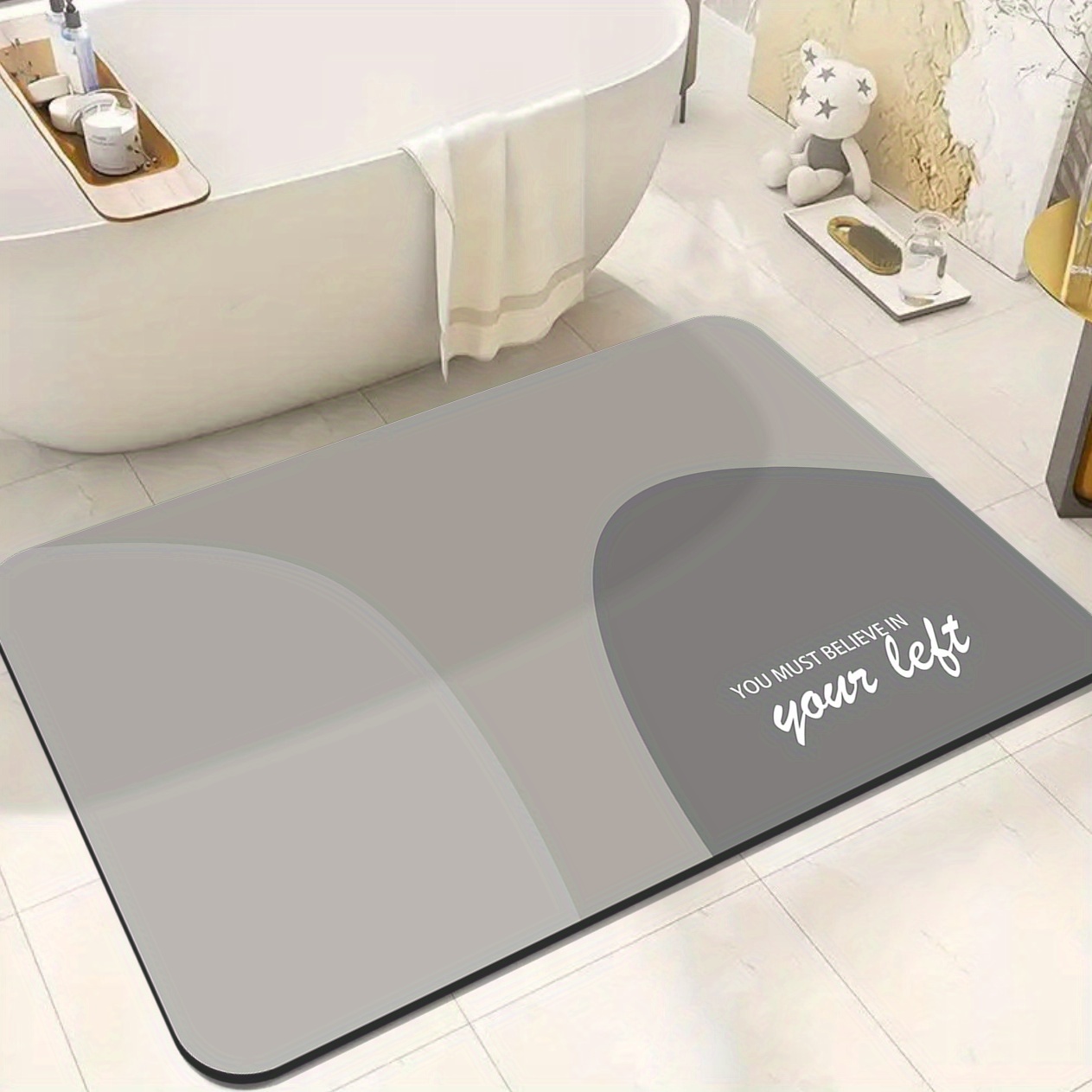 Geometric Pattern Floor Mat Soft Bath Rug Diatom Mud Bath Mat Absorbent Carpet