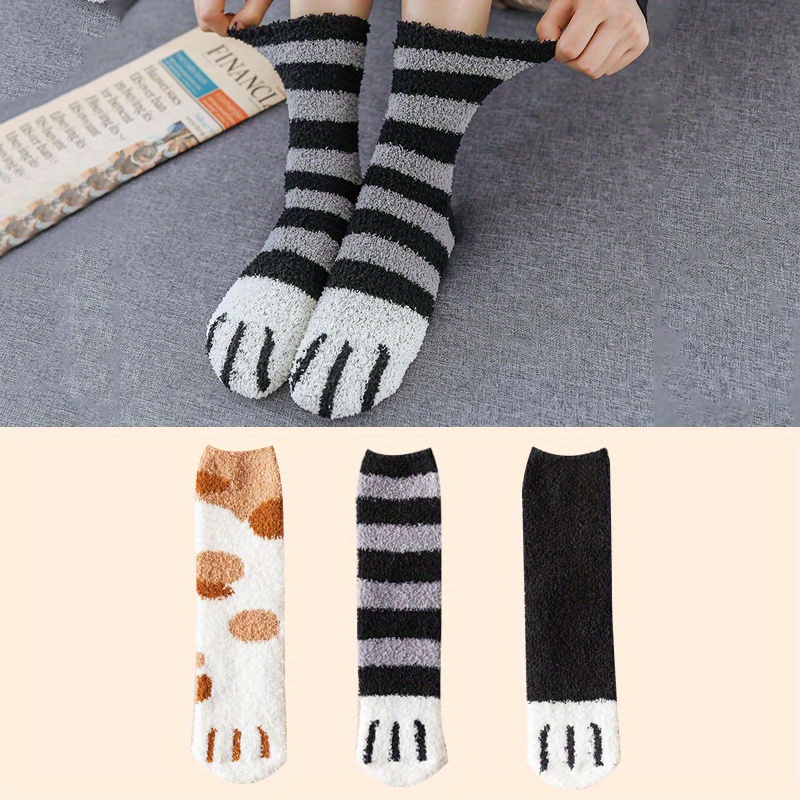 Women's Soft Fleece Lining Winter Thermal Fuzzy Socks Cat - Temu