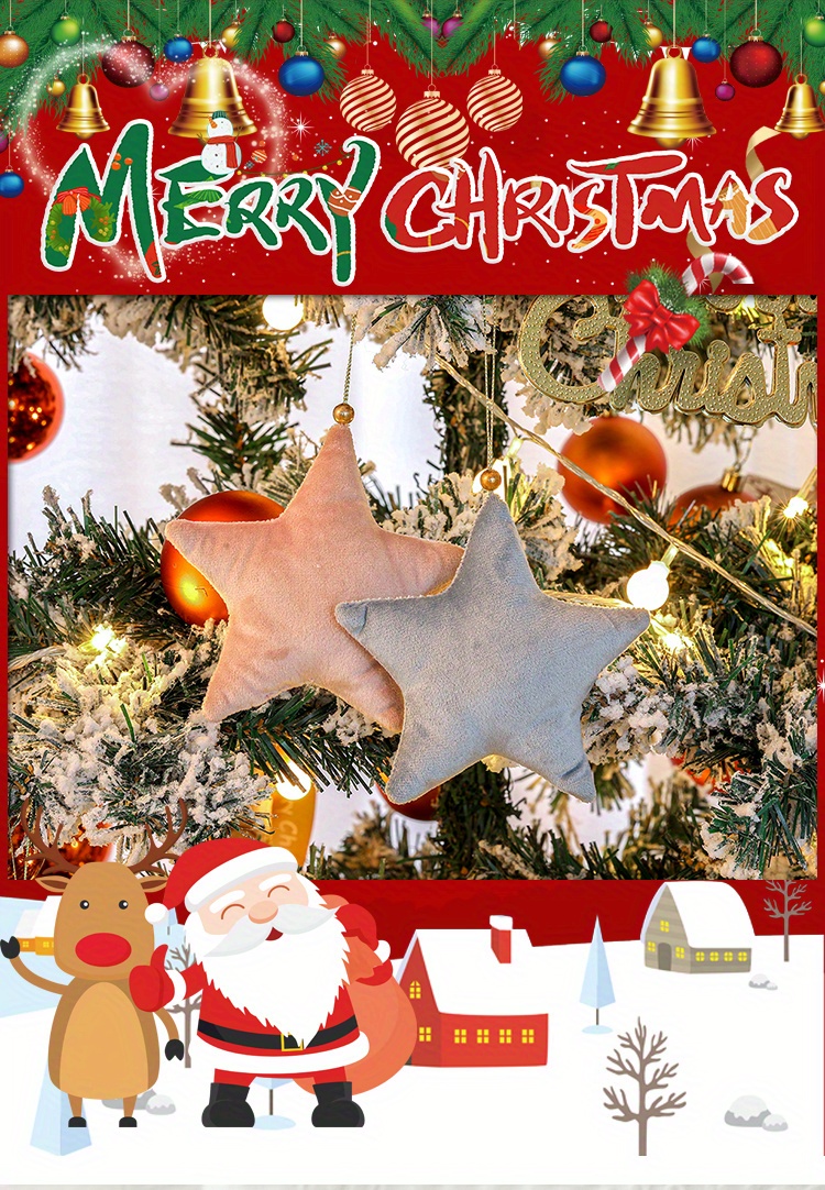 Christmas Tree Ornaments Hanging Velvet Star Decorations For - Temu