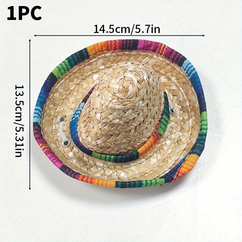 Adjustable Pet Sombrero Straw Hat For Summer Sun Protection - Temu