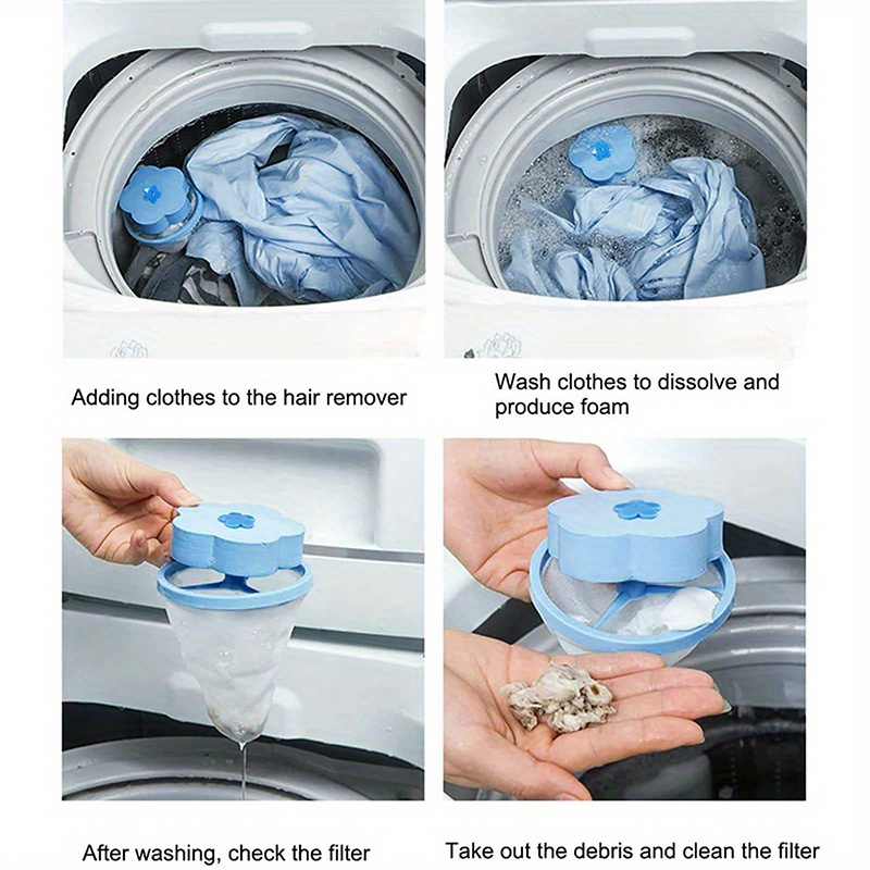  OBSGUMU 3 piezas reutilizables para lavadora, eliminador de  pelusa flotante de pelo de mascotas para lavadora, bolsa de malla de pelusa  para lavadora doméstica con 6 bolas de lavado, absorbe el