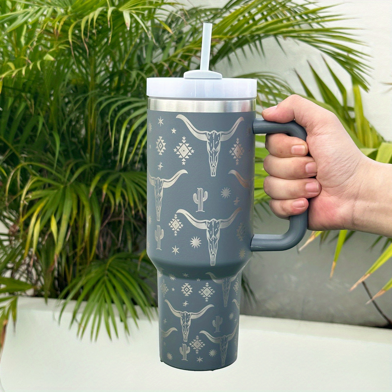 Tumbler with Handle Car Tumbler Cup 40oz,with Lid and Straw,Women Men Gifts  Mug Water Bottle for Iced Tea olive green 