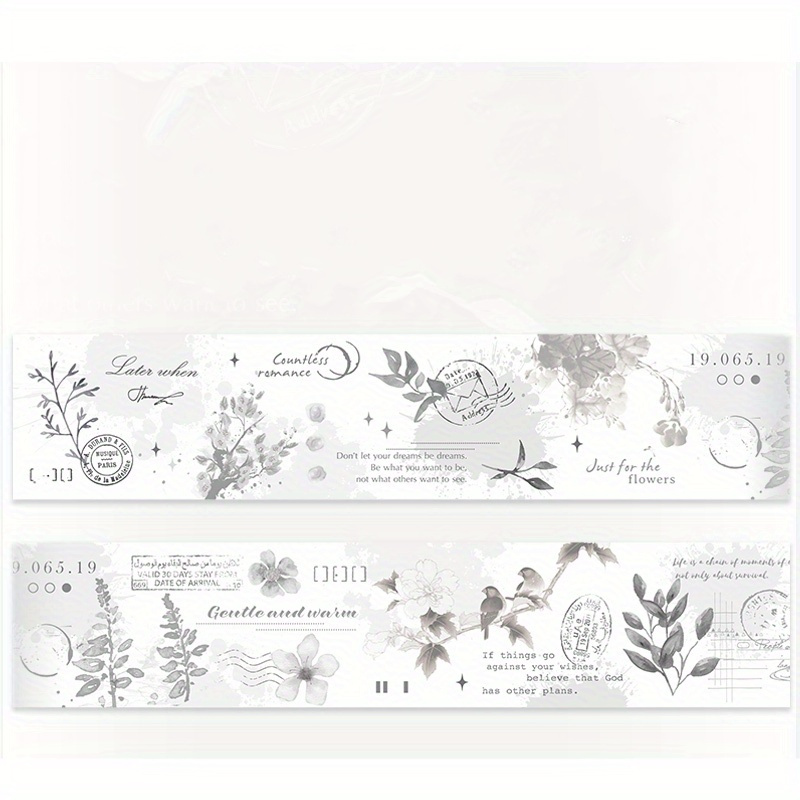 5meter Vintage Black and White Pure Butterfly Flowers Washi Tape