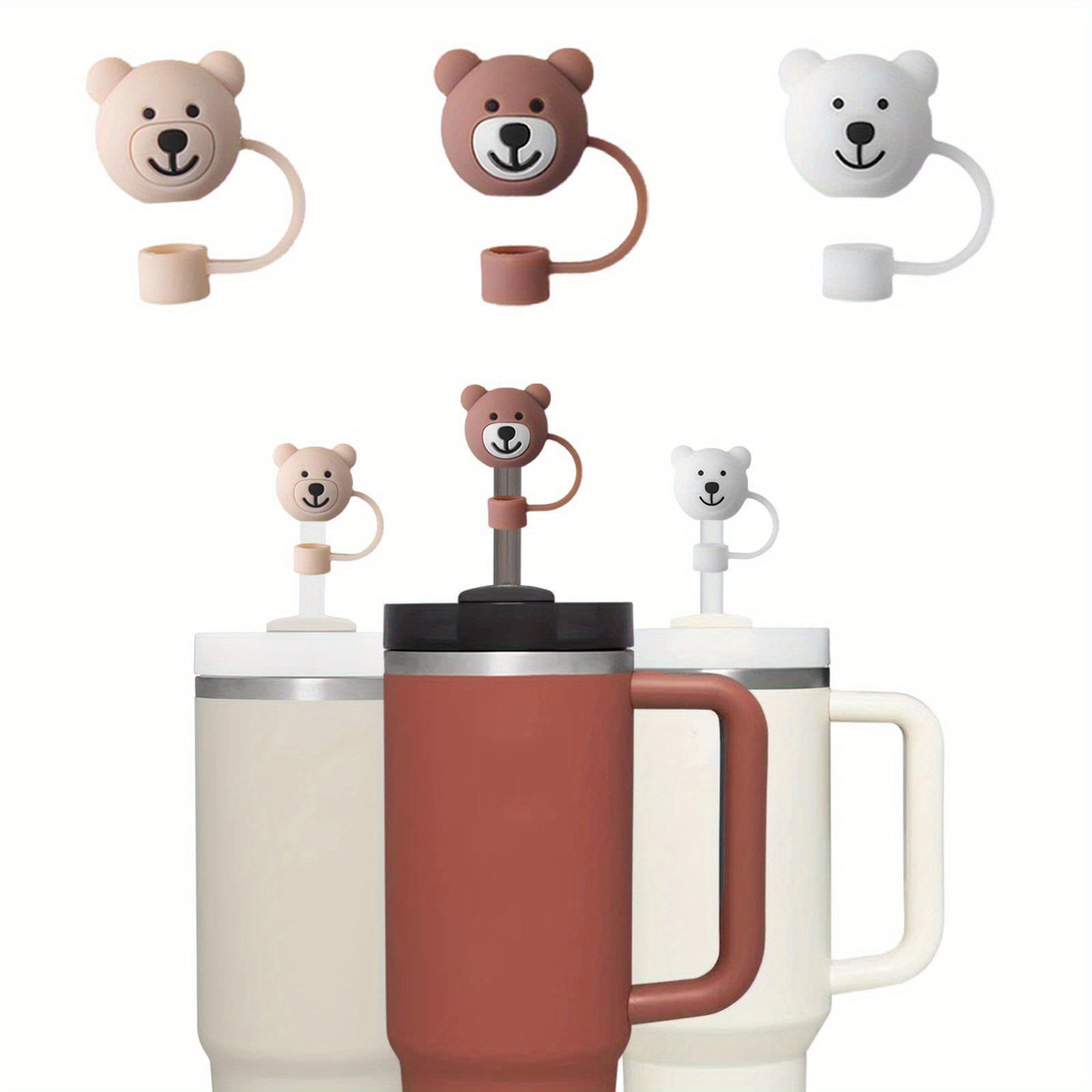 3pcs Bear Straw Cover, Cute Straw … curated on LTK