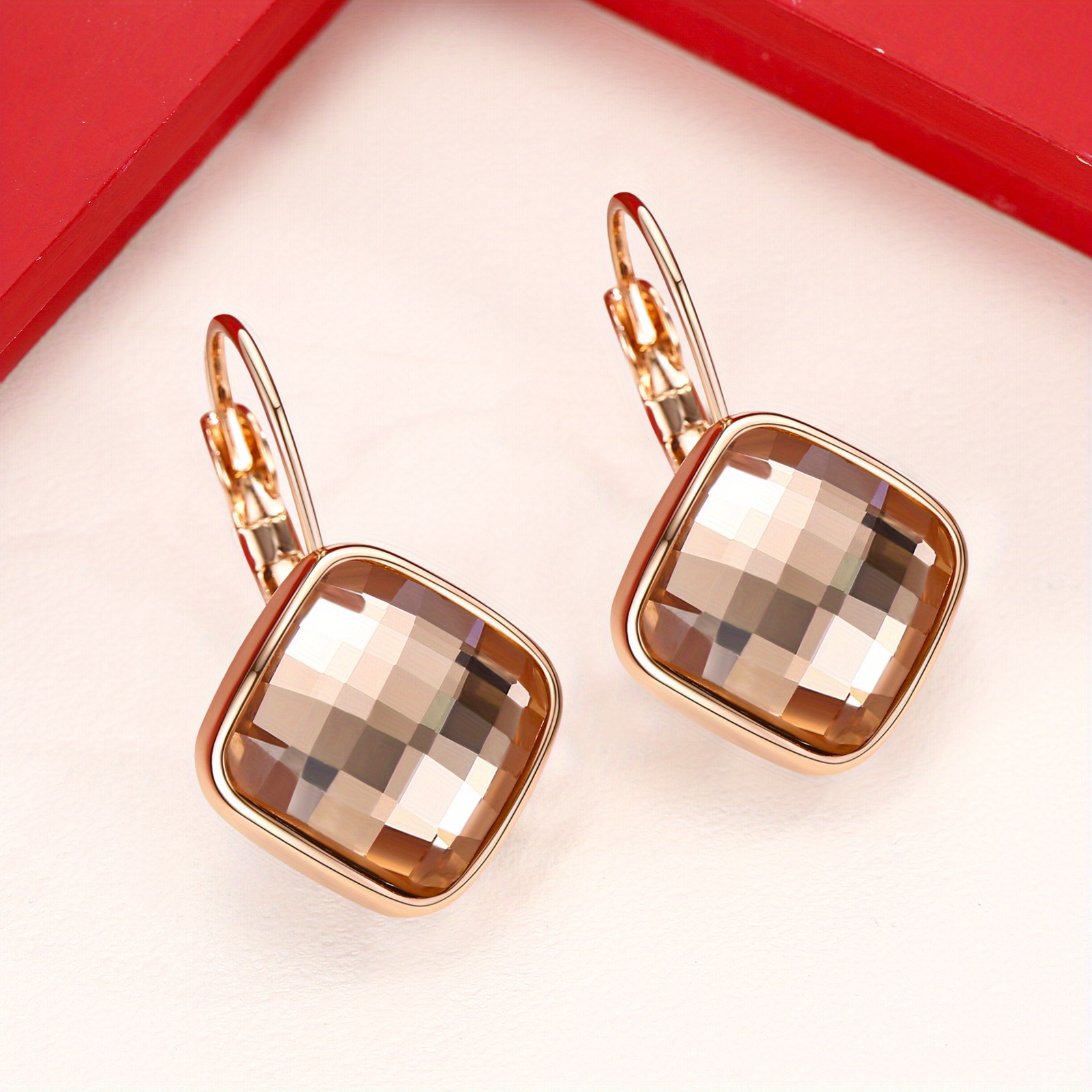 1pc Square-shaped Artificial Dangle Earrings For Women 9 Colors For Option