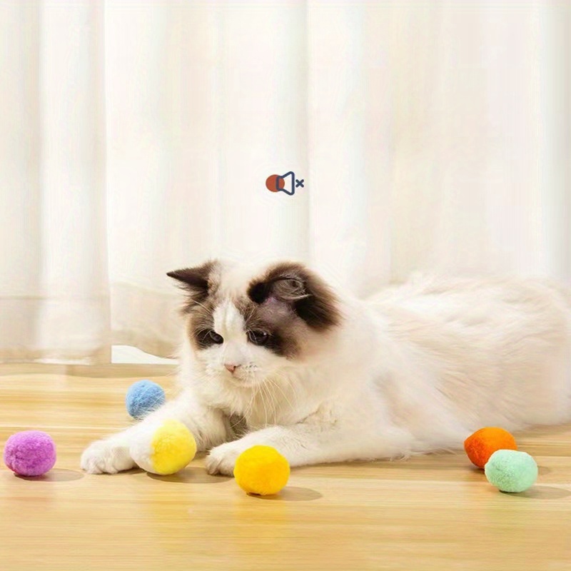 Pet Ball Toy Cat Elastic Hairball Cat Interactive Mute Fun Temu Denmark