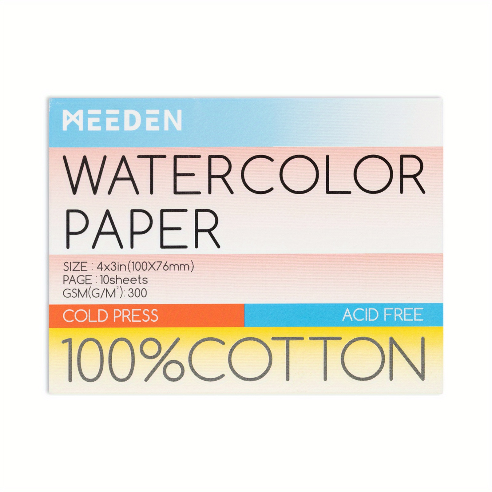 MEEDEN Watercolor Paper Block, 100% Cotton Watercolor Paper Pad of