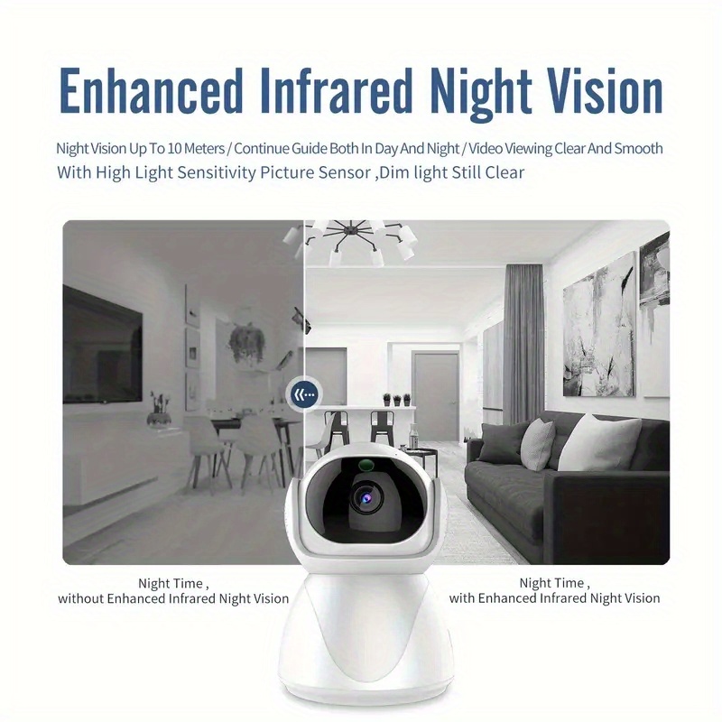 smart   camera hd 1080p wifi ip camera with one click call auto tracking infrared night vision motion alerts two way audio compatible with smartphones tablets details 5