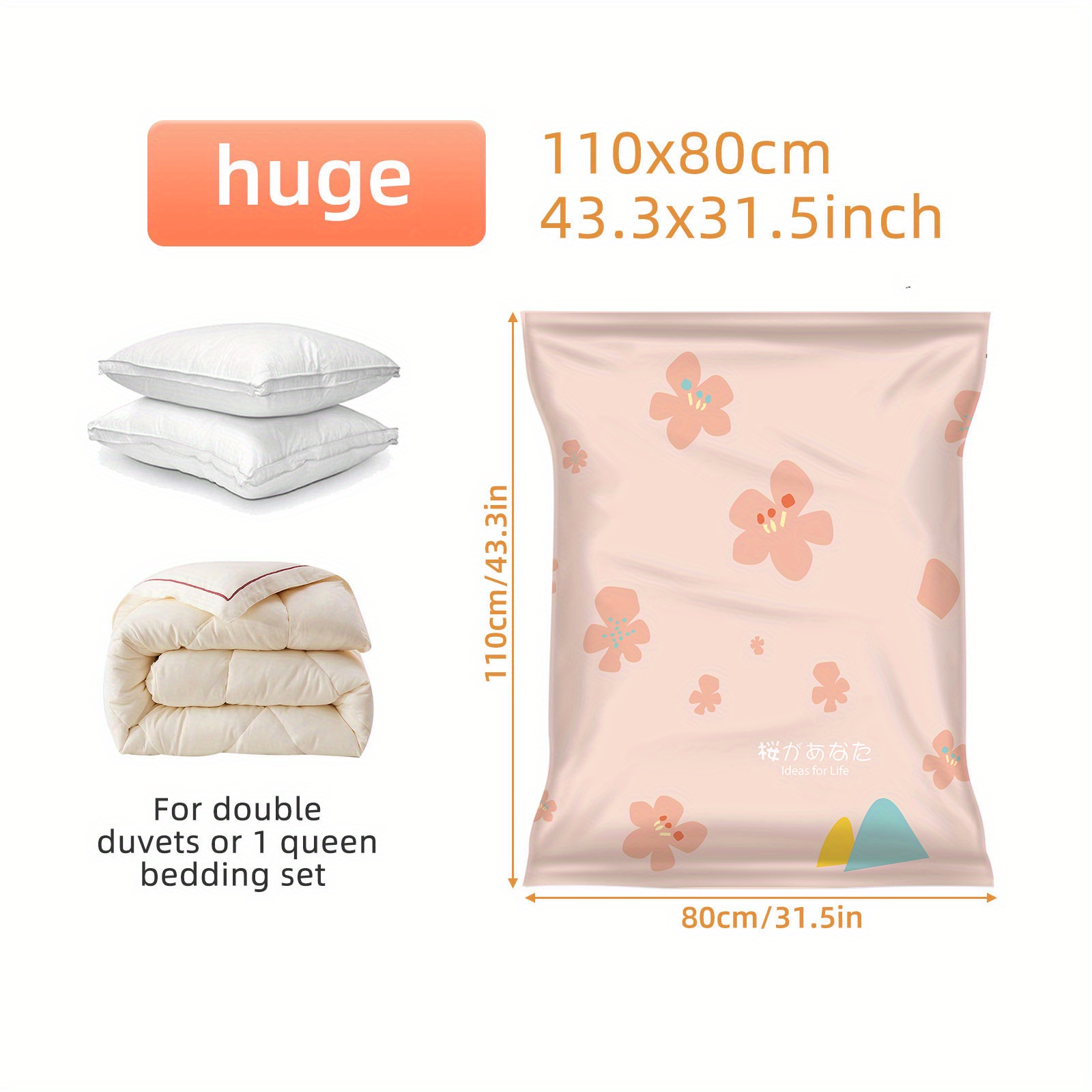 Vacuum Compression Storage Bags for Clothes Blanket Pillow Space