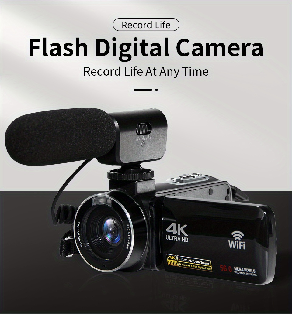 Video Camera  Camera for Vlogging IR Night Vision UHD 4K
