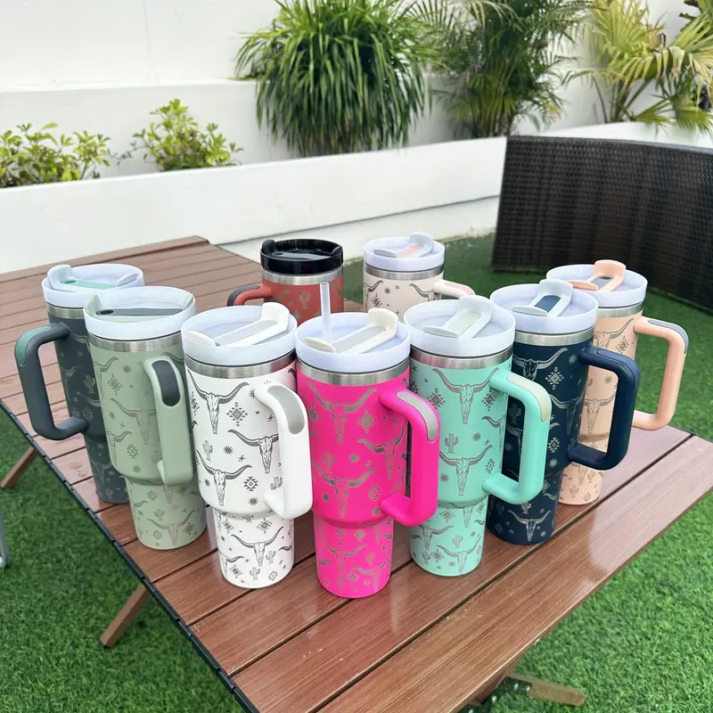 portable drinking cups-1pc 40oz car cup goat star tumbler with lid and straw 40oz stainless steel thermal water bottle with handle portable drinking cups for car home office summer drinkware travel accessories birthday gifts back to school supplies details 3