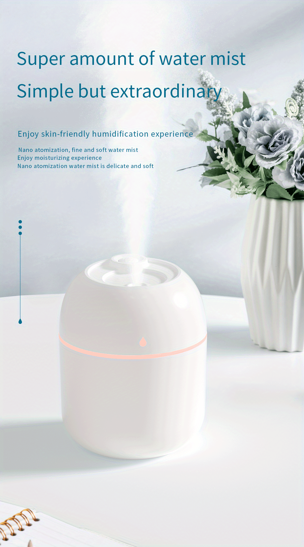 New Humidifier Household Heavy Fog Double Spray Mini Desktop Air  Conditioner Bedroom Silent Purifying Air Moisturizing