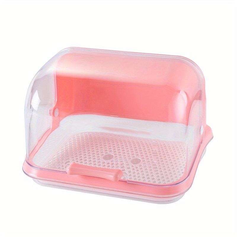 Baby Bottle Drying Rack Storage Large Container with Cover Drainer (Pink)