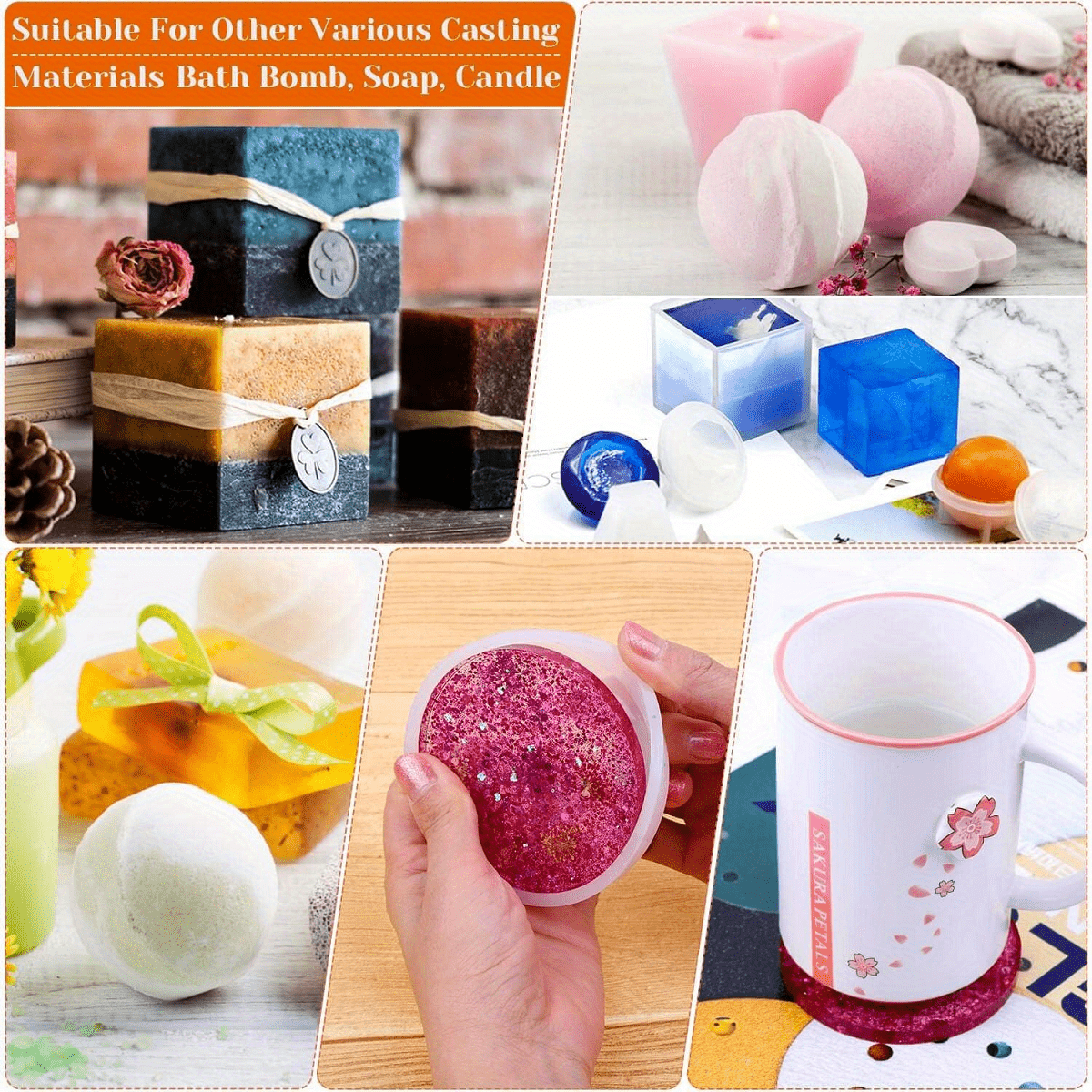 NINEXY Resin Silicone Casting Molds Crystal Pyramid Epoxy Resin Molds Jewelry Box Molds for Resin Casting, Jewelry Making, Aromatherapy Candle Making 11