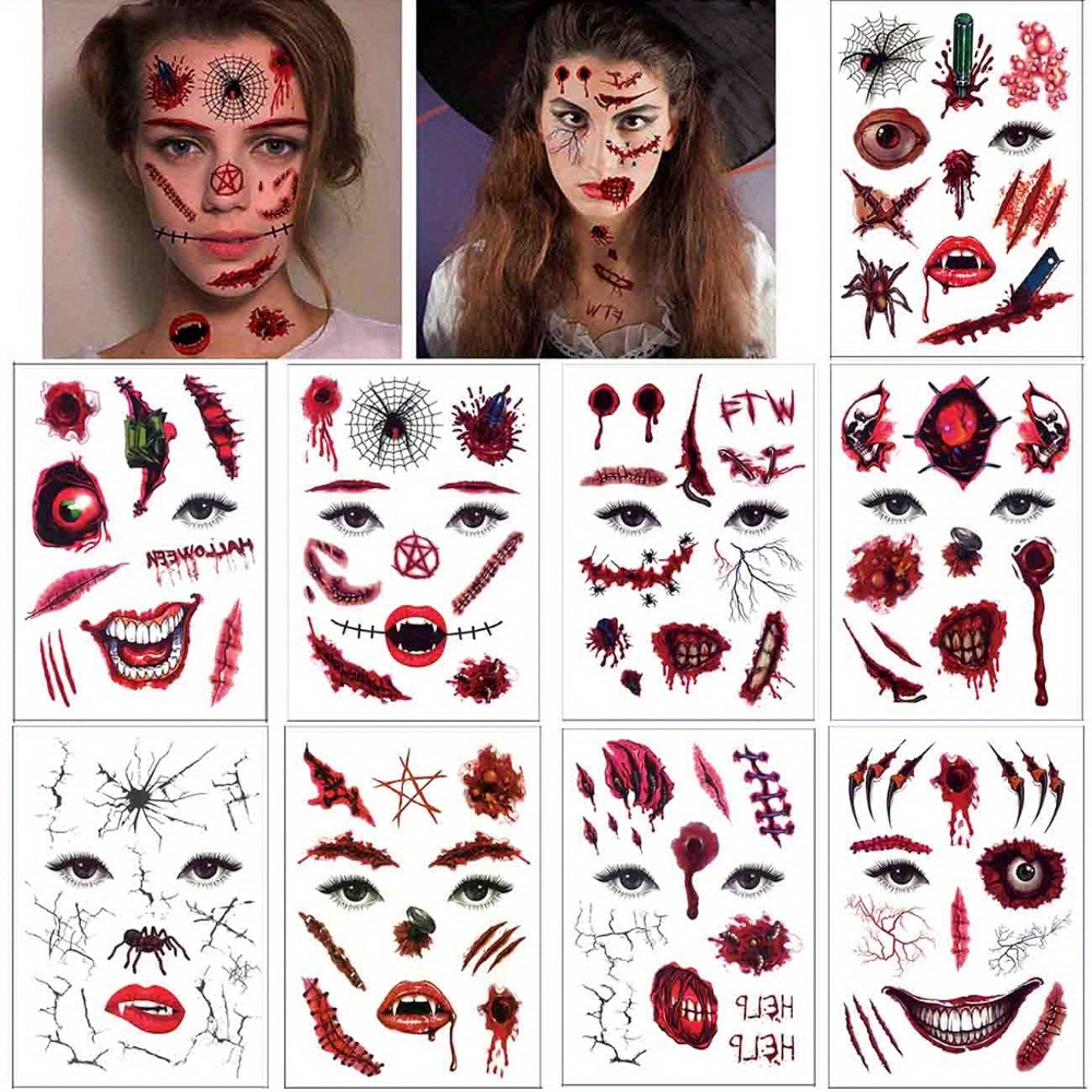 Horror Face Paint Makeup Kit - Halloween Makeup, Fake Blood