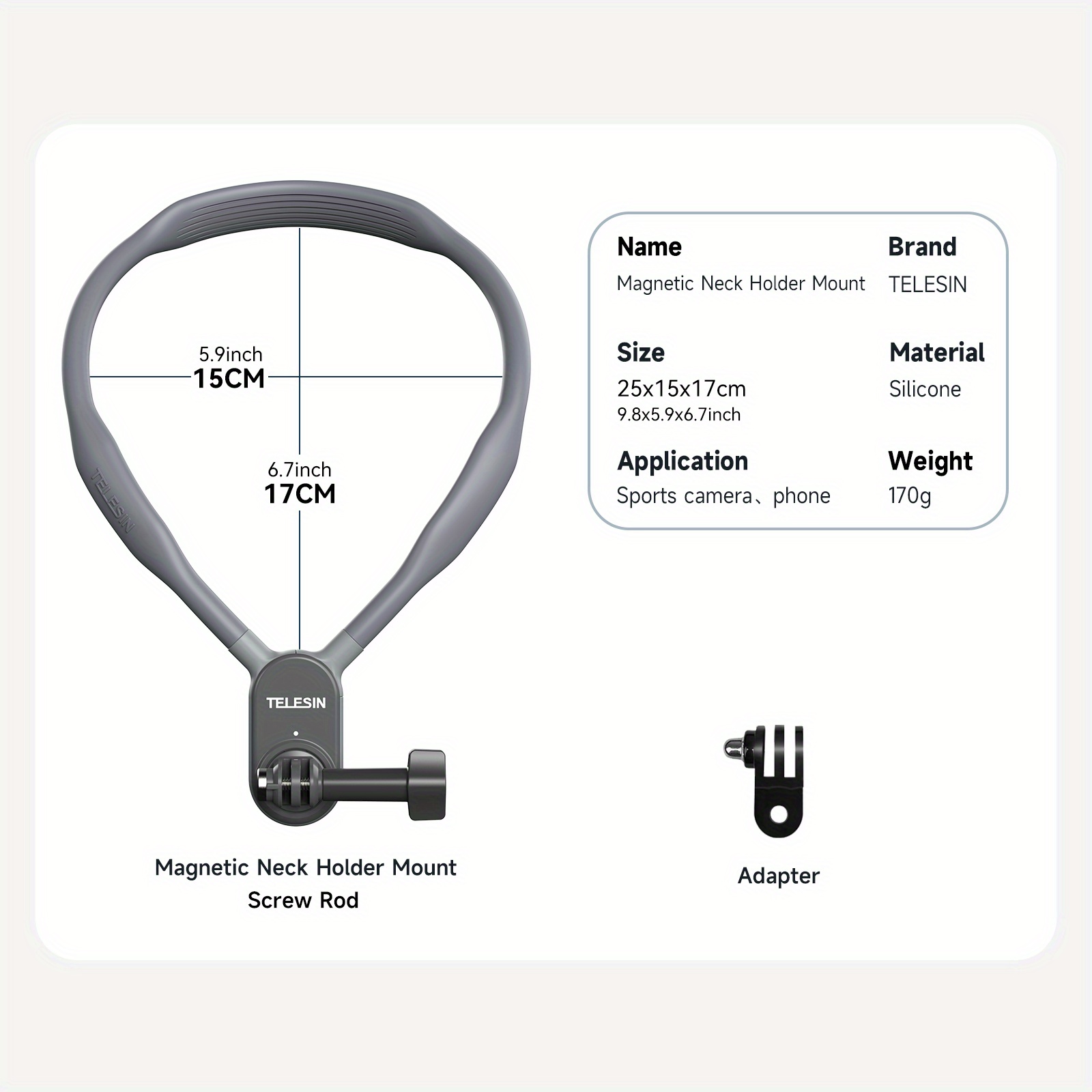 Telesin Taixun Sports Camera Magnetic Neck Hanger Suitable for GoPro11/10/9 Neck Hanger Dajiang Action3/4 Cycling First Person Camera Mobile Camera Fixed Bracket Magnetic Neck Hanger Collar Bracket