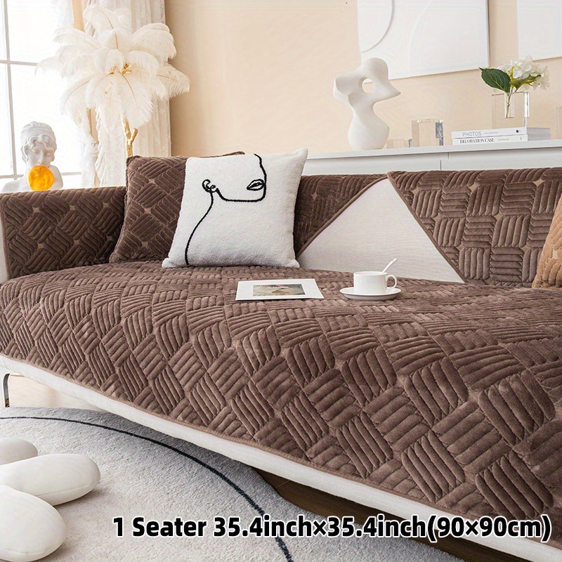 1pc Mink Velvet Universal Sofa Cushion, Modern Style Non-slip Sofa Pad,  Living Room Sofa Protector Suitable For L-shaped Sofa And 1/2/3/4 Seats Sofa,  All Seasons