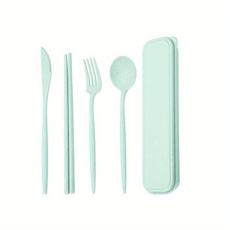 Hip Cutlery Set and Case Fork Spoon Knife Sage Green Sky Blue Wheat Straw  NEW