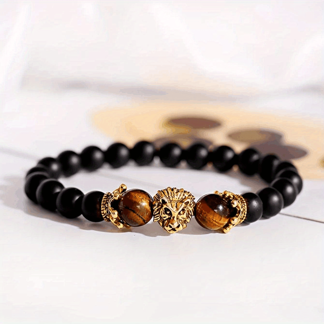 Men's TIGER EYE Beaded Bracelet - One Size Fits All