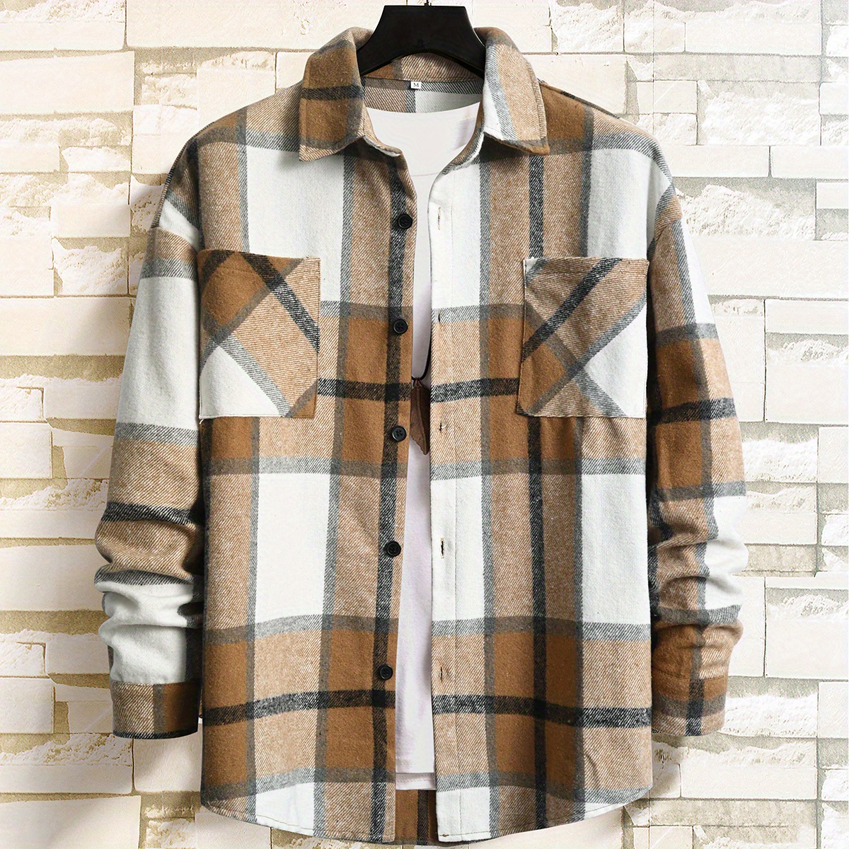 Men's Plaid Retro Shirt Jacket Casual Street Style Button Temu Ireland