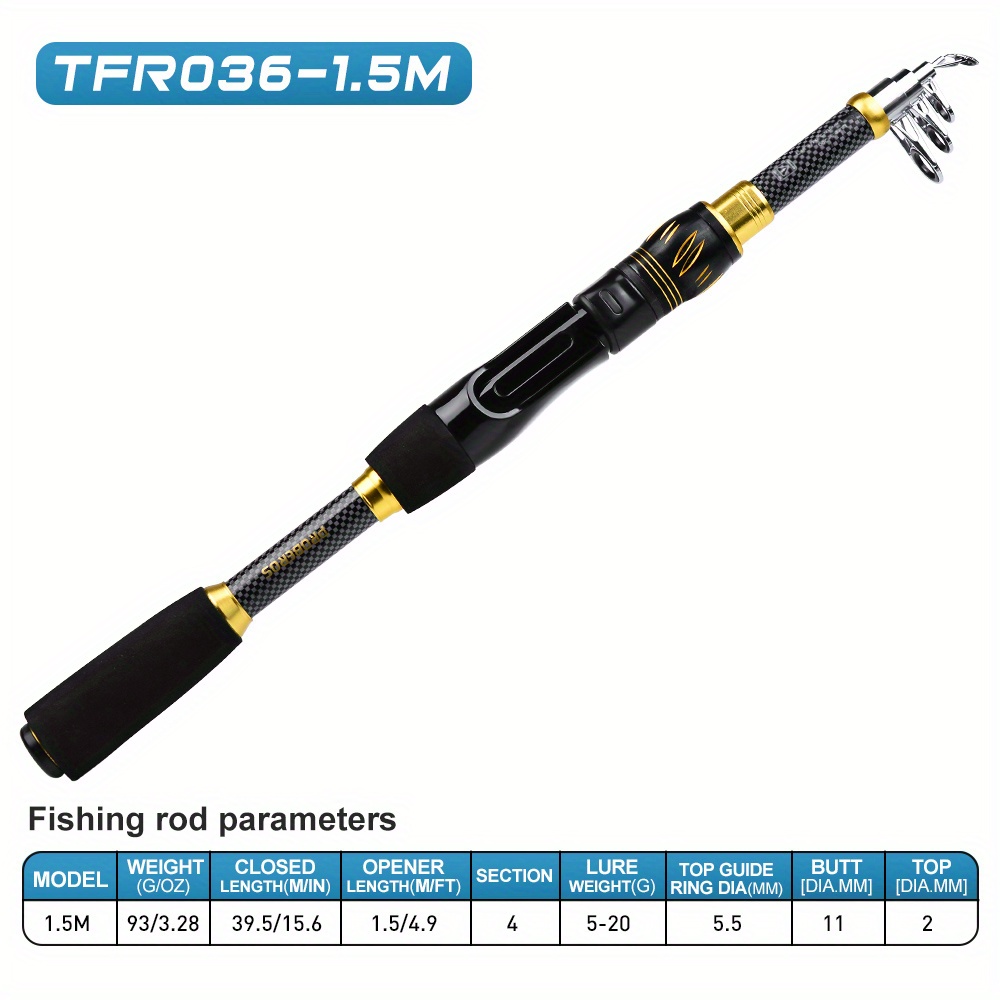 Telescoping Fishing Pole,5 Sections Extendable Fishing Pole