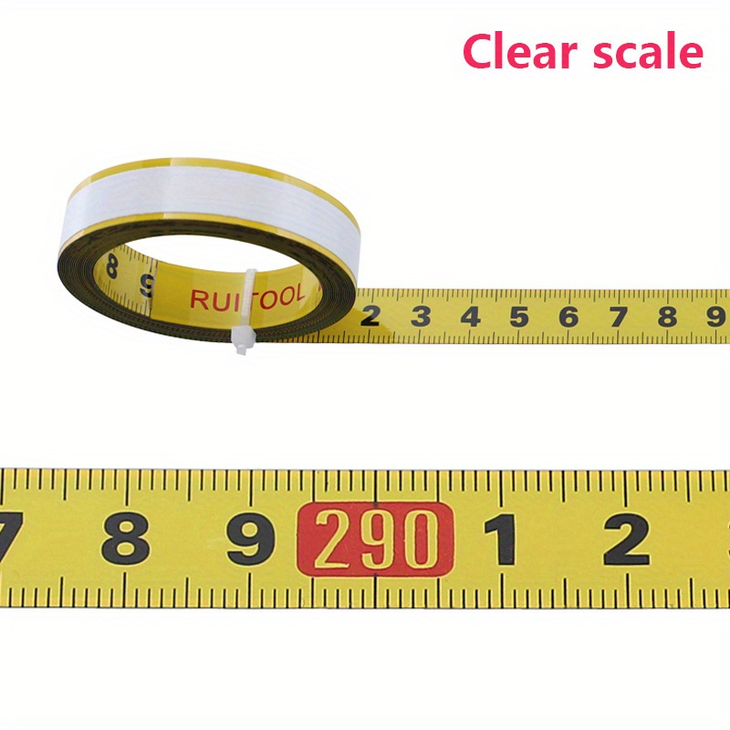 Cinta métrica métrica de medición autoadhesiva amarilla, 1M de longitud,  0.492 in de ancho, lectura de izquierda a derecha, para trabajo,  carpintería
