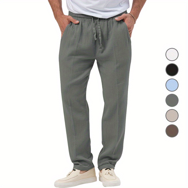 Mens Linen Wrap Pants / Loose Fitting Lounge Boho Trousers / Grey
