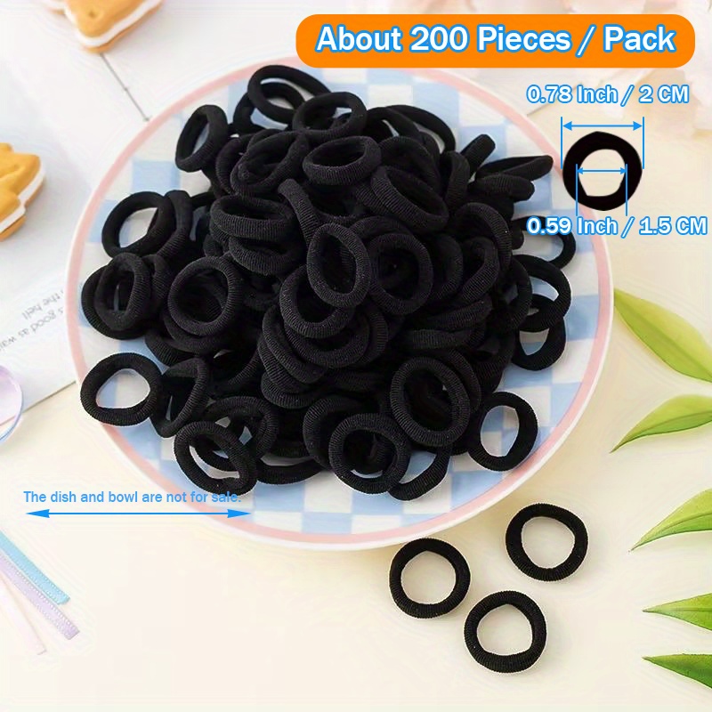 100/200/300/500pcs Black Hair Ties, Hair Ropes for Girls, Soft Ponytail Holder for Children, Hair Accessories for Christmas and Halloween Gift,Temu