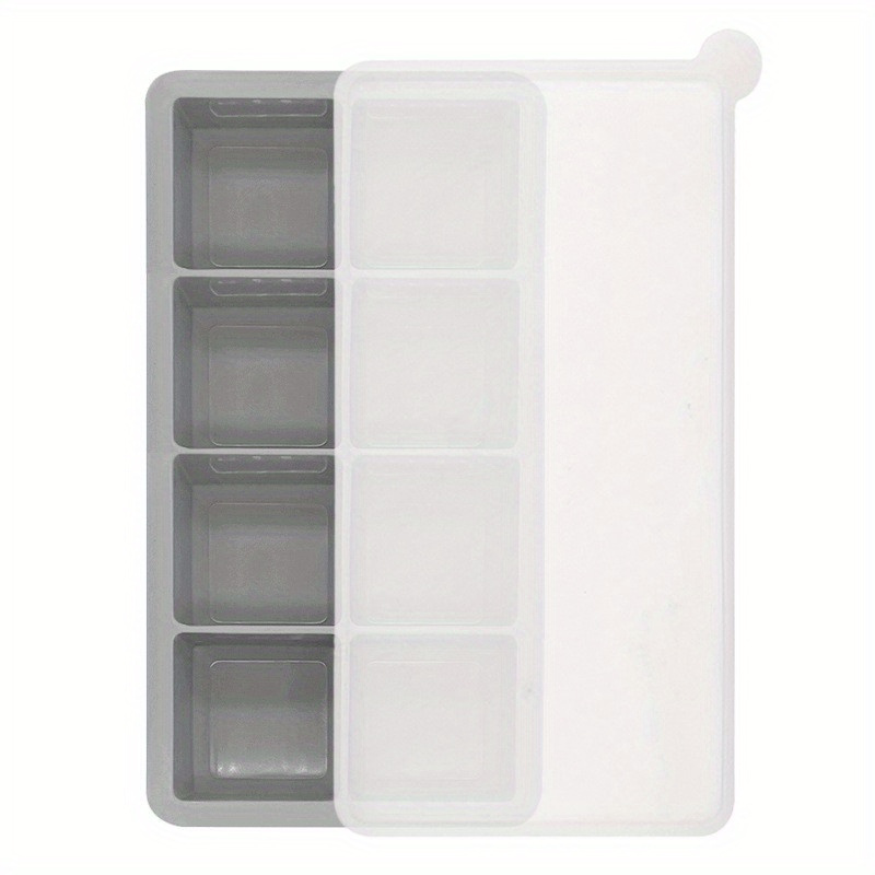 Large Silicone Ice Cube Mold With Lid - 8 Square Holes For Creative  Cocktails And Drinks - Temu