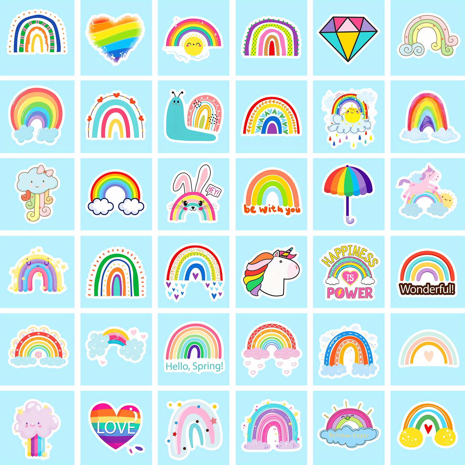 Rainbow Stickers Rainbow Sticker Pack Cute Rainbow Decals I Love Rainbows  Sticker Sheet Positive Stickers Rainbow Gift Tags 