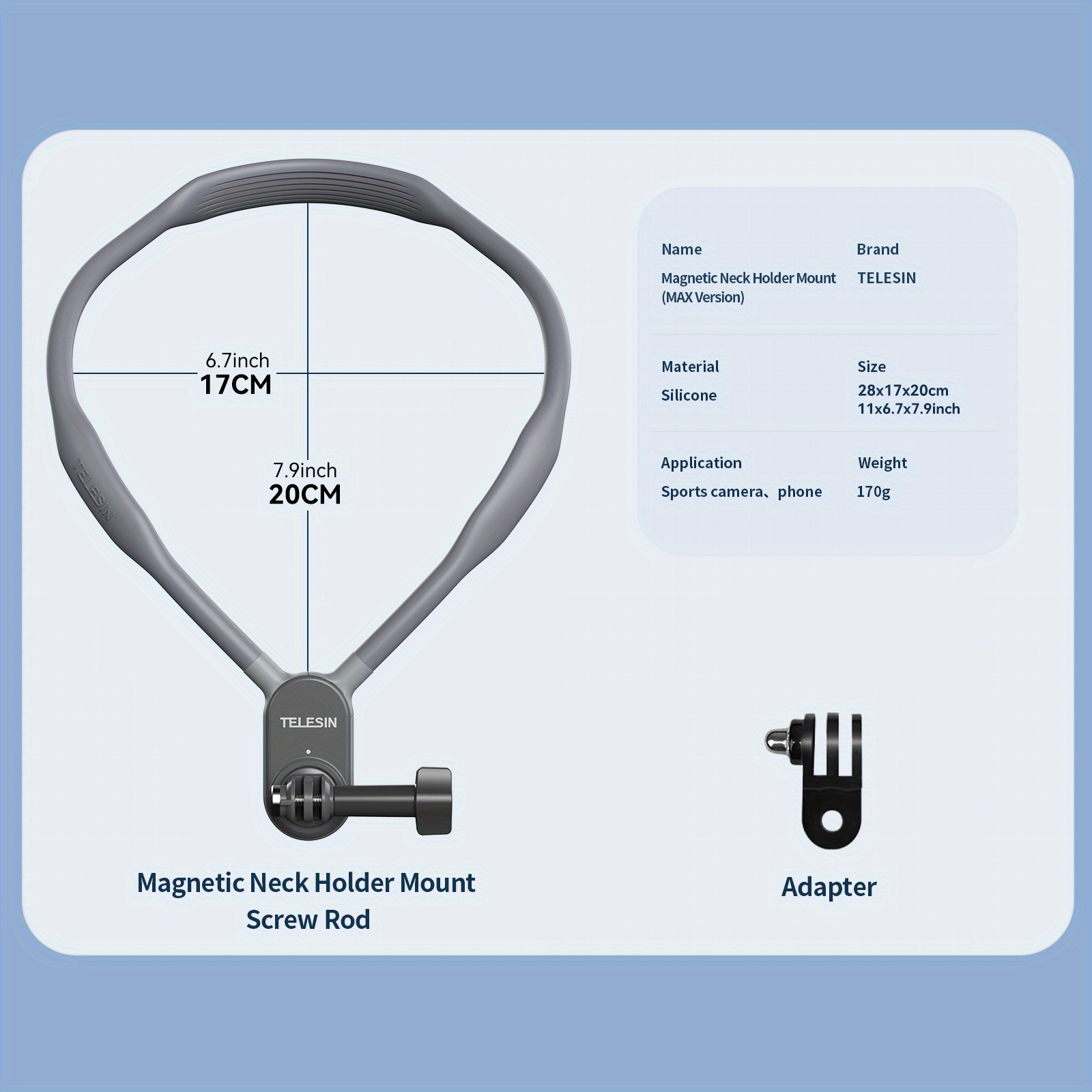 Telesin Taixun Sports Camera Magnetic Neck Hanger Suitable for GoPro11/10/9 Neck Hanger Dajiang Action3/4 Cycling First Person Camera Mobile Camera Fixed Bracket Magnetic Neck Hanger Collar Bracket