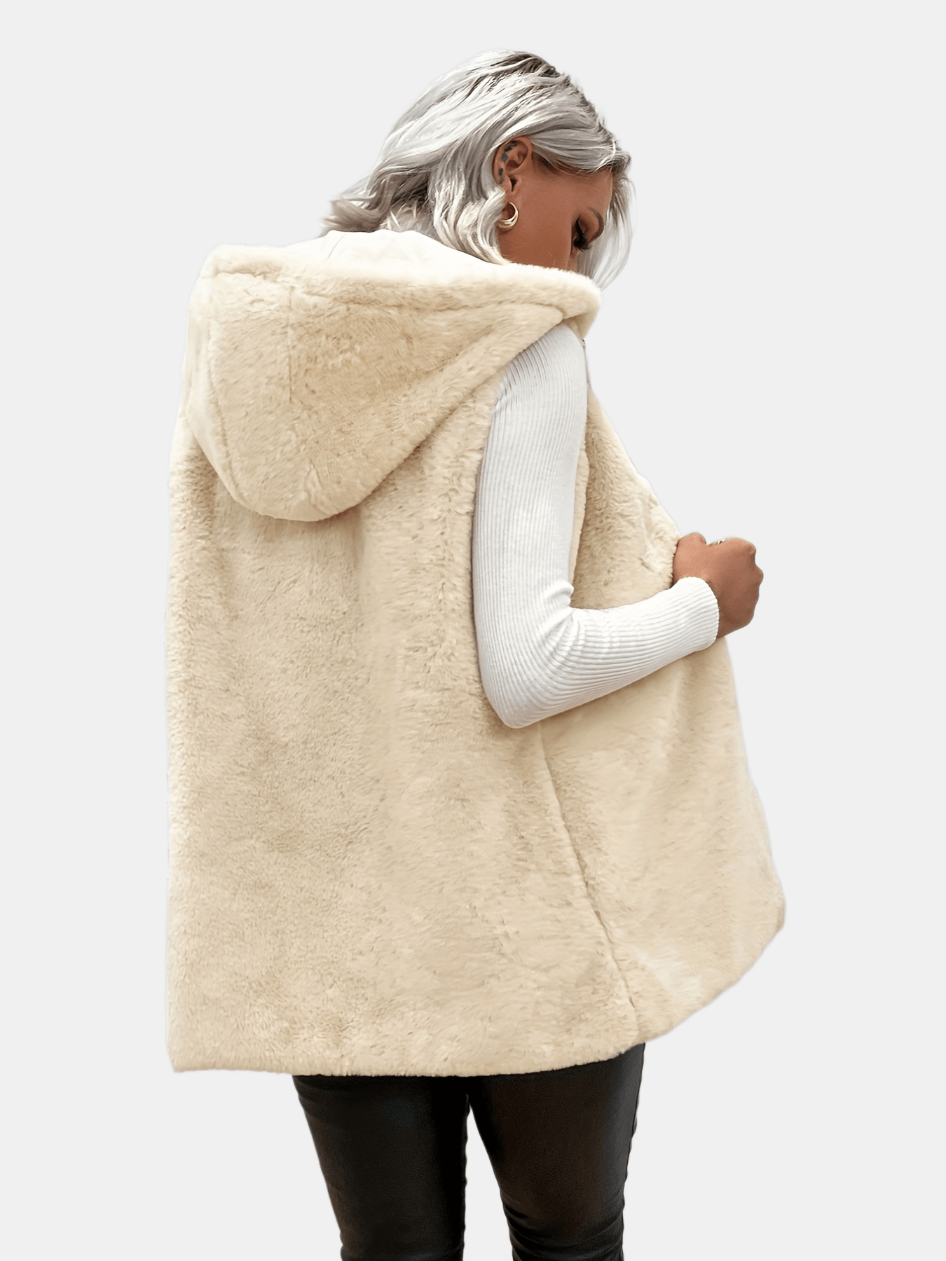 Teddy Gilet Pile Senza Maniche Donna Gilet Con Cappuccio In Pile