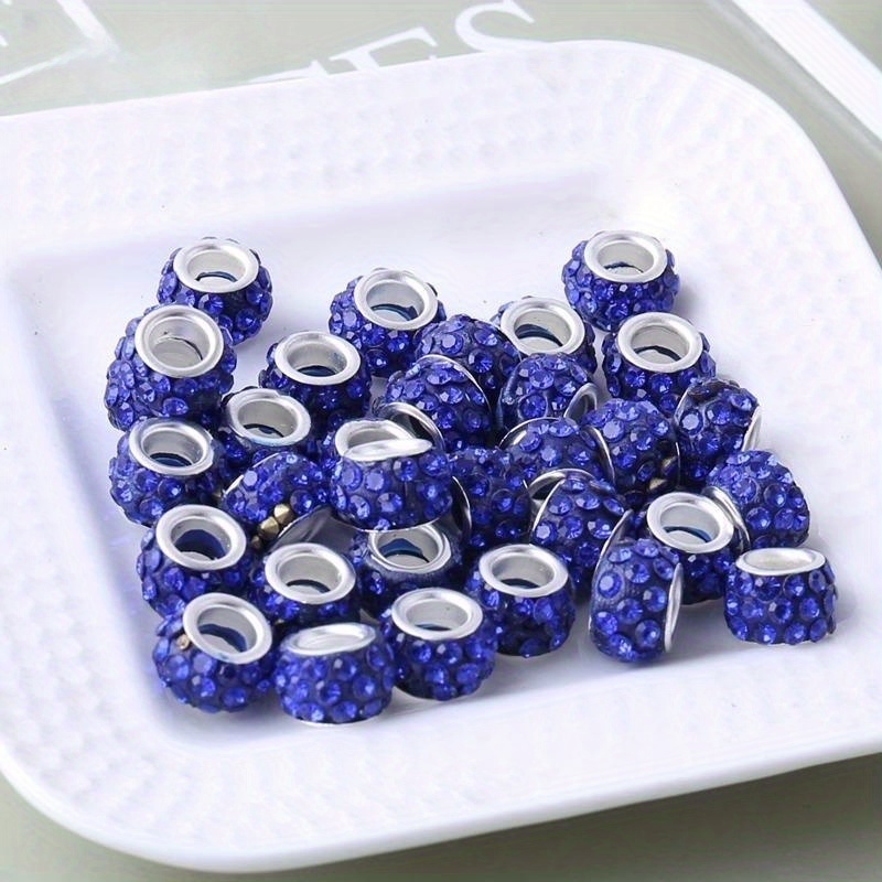 Colorful Rondelle Large Hole Inlaid Rhinestones Loose Beads - Temu