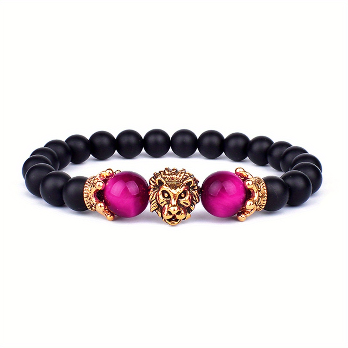 Imperial Zircon Crown Charm Bracelet For Men - Natural Stone Beads, Stretchable