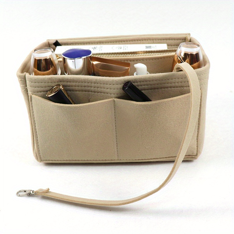 Minimalist Felt Storage Pouch, Solid Color Insert Bag For Shoulder Bag &  Backpack, Travel Bag With Multi Pockets - Temu