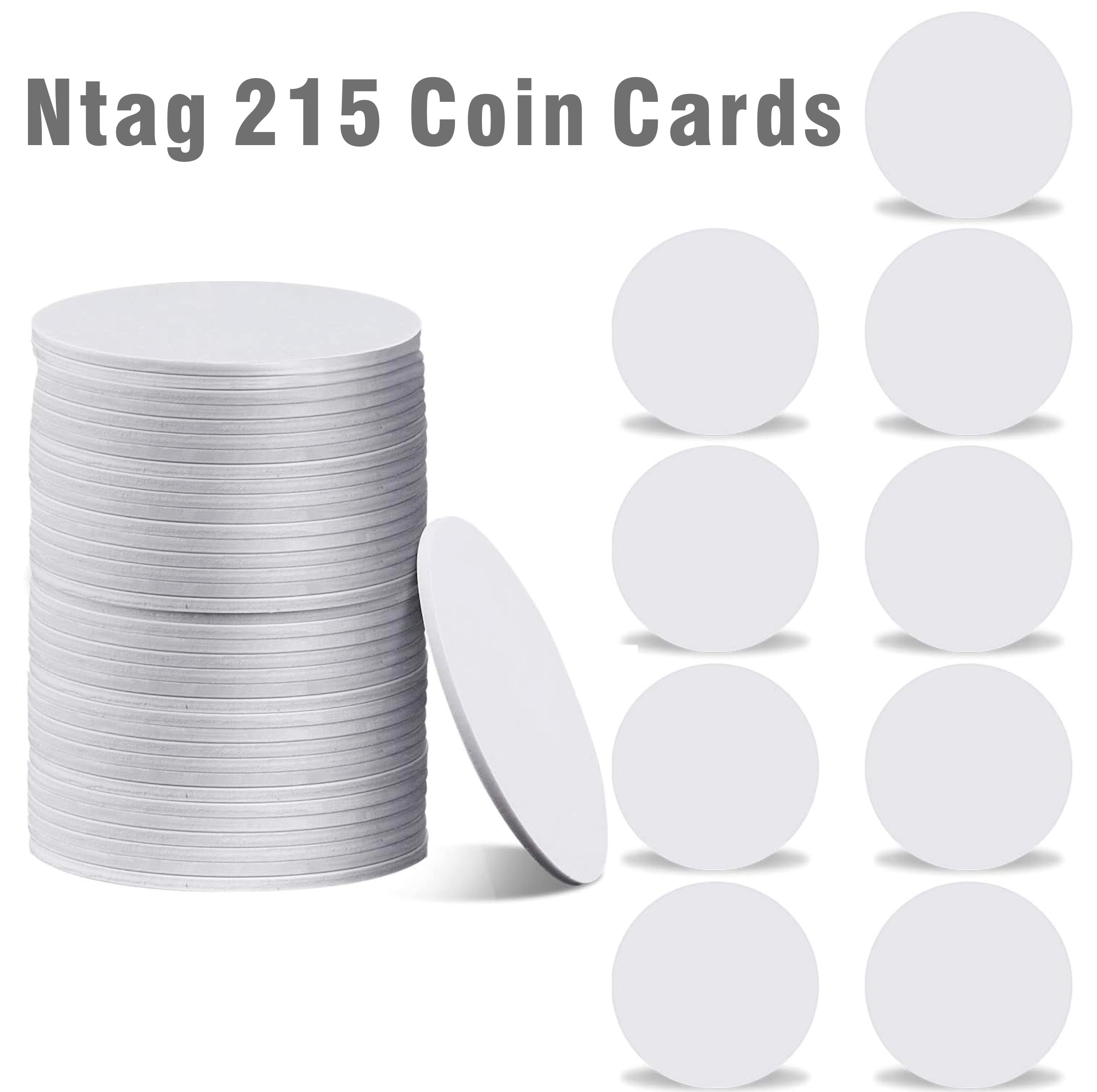 30 etiquetas NFC NTAG215 NFC Adhesivos blancos, etiqueta NFC 215 regrabable  en blanco NFC Chip redondo 0.984 in, compatible con TagMo iPhone y todos