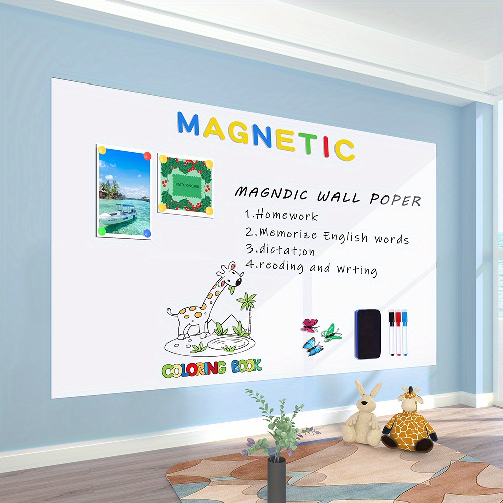 Magnetic Whiteboard Sticker For Wall Whiteboard Wallpaper Peel And Stick,  White Board Stick On Wall, Dry Erase Magnetic Whiteboard, Whiteboard Sticker